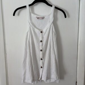 SO White Button-Front Tank Top